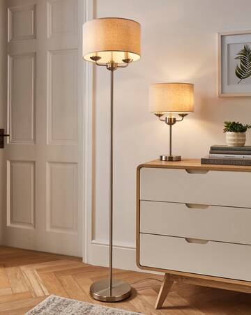 Fulford Brushed Silver & Linen Shade Floor Lamp