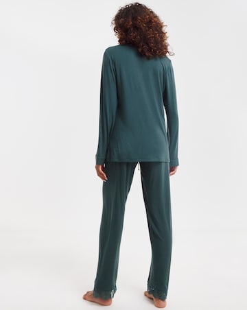 Cyberjammies Ann Lace Detail Jersey Pyjama Set Dark Green