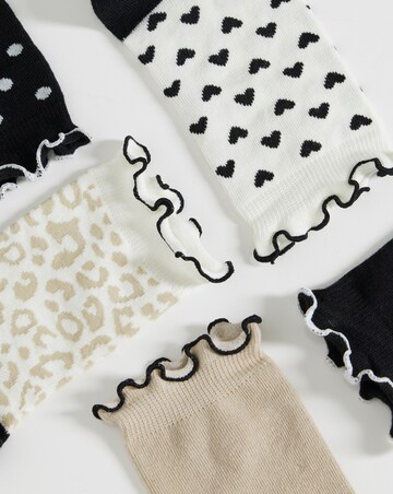 Pretty Secrets (5 Pair Pack) Lettuce Hem Ankle Socks (Wide Fit) Neutral Mix