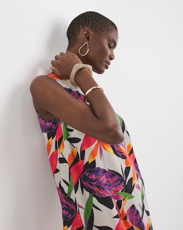 Linen Mix Sleeveless Shift Dress