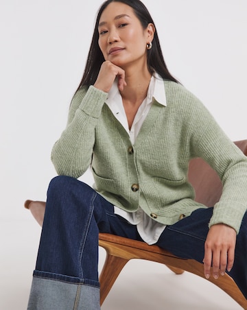 Sage Button Rib Cardigan