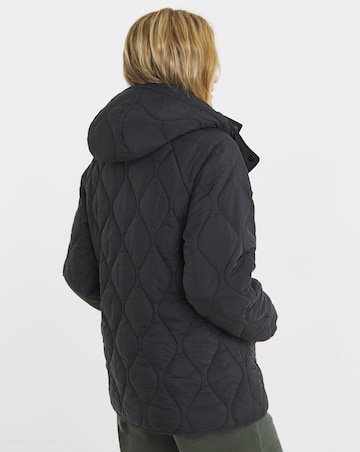 Black Short Hooded Quilted Jacket
