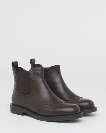 Samantha Leather Chelsea Boot With Brogue Detailing - Extra Wide Fit (EEE)