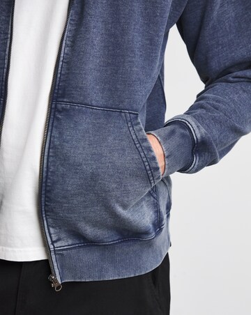 Relaxed Acid Wash Full Zip Hoodie Long