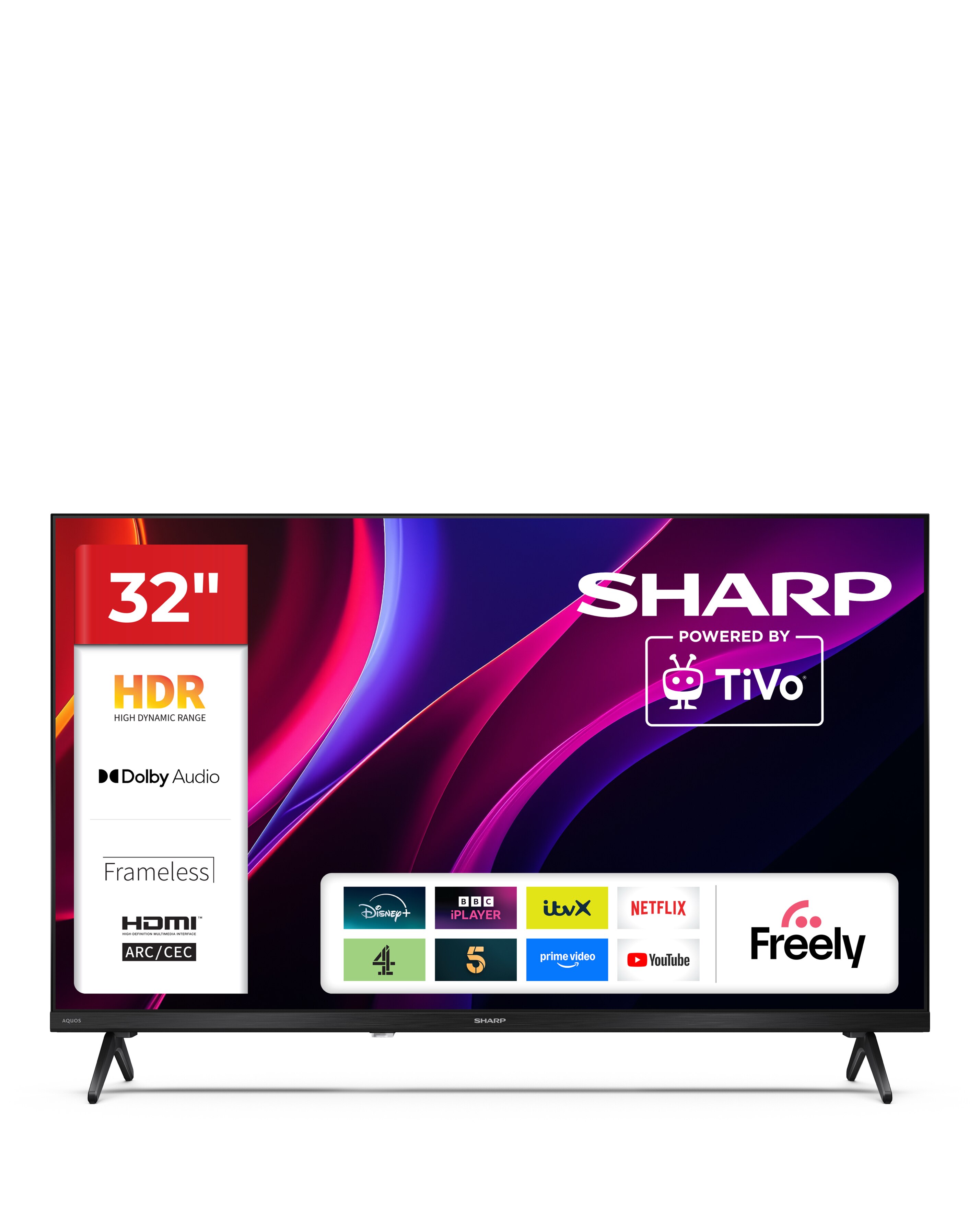 SHARP 1T-C32HE2245KB 32in HD Ready Smart TiVo LED TV with Freely