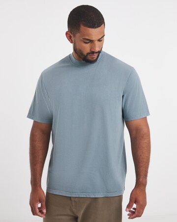 Relaxed Fit Acid Wash T-Shirt- Steel Blue