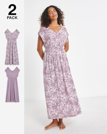 Value (2 Pack) Maxi Nighties Palm Print