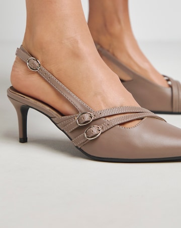 Montana Buckle Detail Kitten Heel Slingbacks - Extra Wide Fit (EEE)