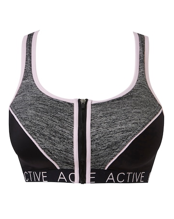 Pretty Secrets Zip Front Active Wear High Impact Sports Bra