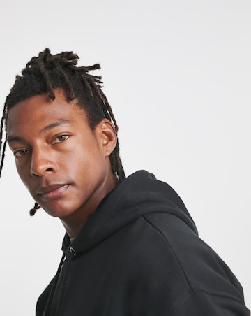 Relaxed Fit Overhead Hoodie- Black