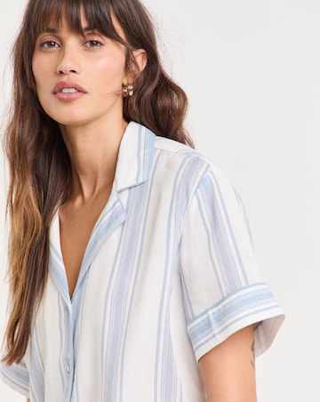 Linen Stripe Button Through Pyjama Set