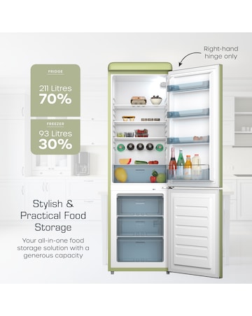 Swan SR11020GNE Retro 60/40 Fridge Freezer - Green