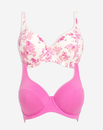 Slimma (2 Pack) Cotton Full Cup Bras (B-G) Pink Floral