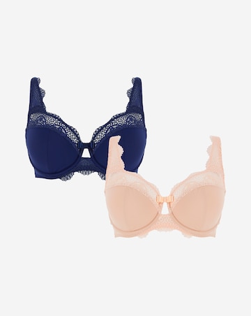 Pretty Secrets 2 Pack Lottie Lace Navy/Blush Full Cup Wired Bras B-G
