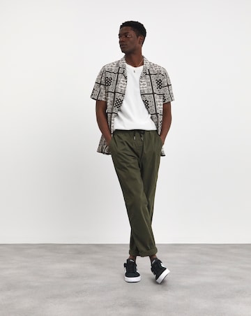 Linen Blend Bandana Print Cuban Collar Shirt