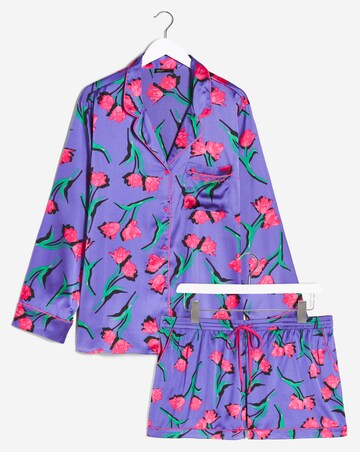 Nobodys Child Satin Revere Long Sleeve Shortie PJ Set