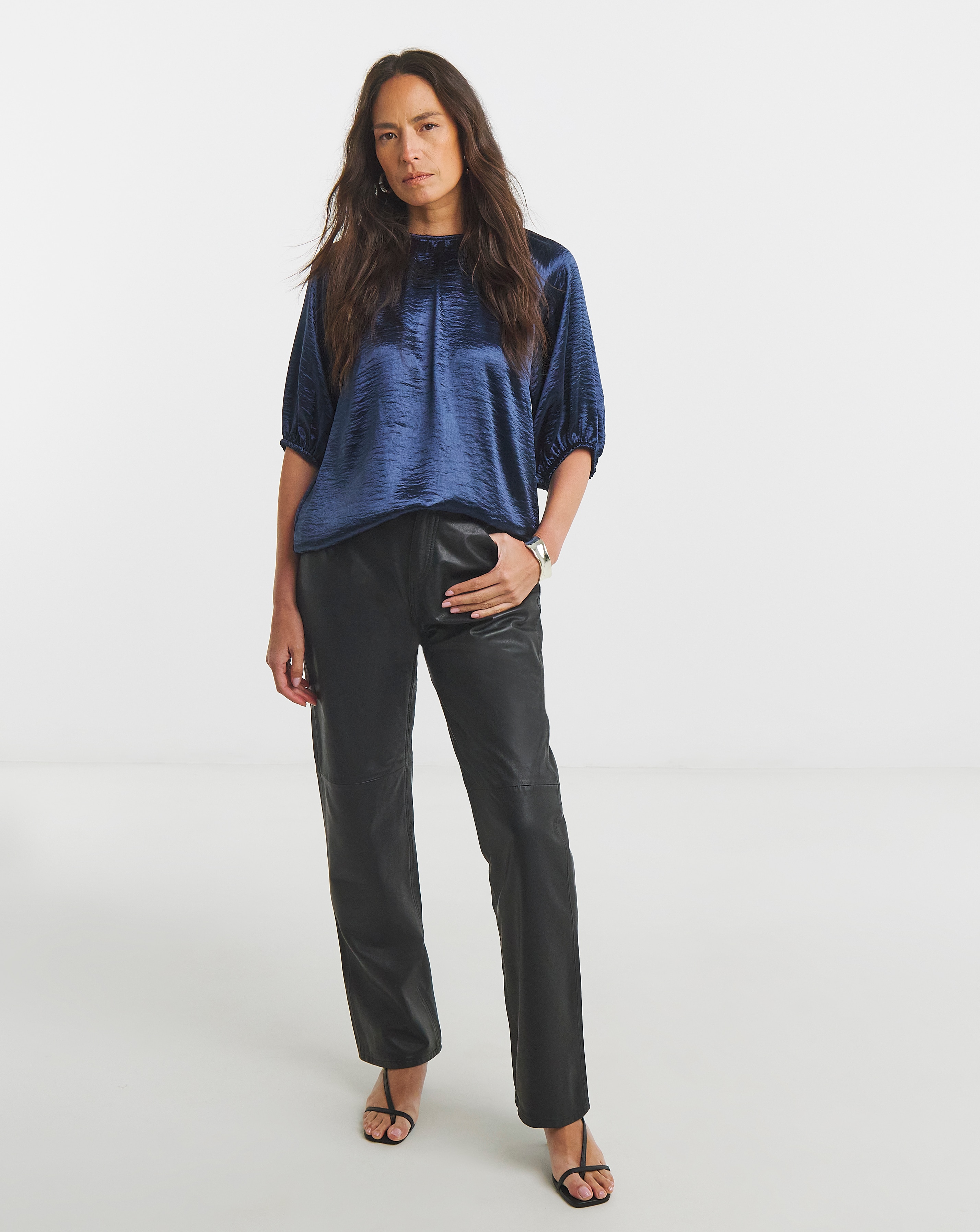 Satin Puff Sleeve Top | JD Williams