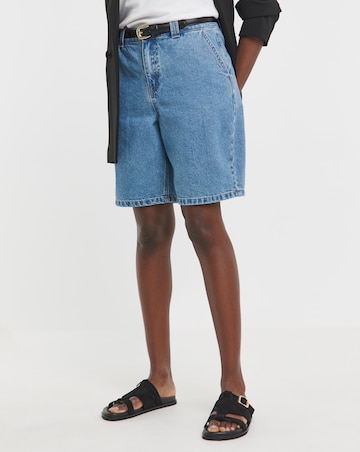 Pure Cotton Mid Blue Drape Bermuda Short