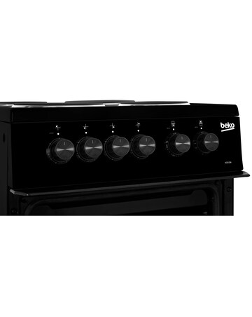 Beko 50cm Electric Double Cavity Cooker Solid Plate Black, KD533AK