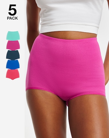 Pretty Secrets 5 Pack Cotton Comfort Short Knickers - Cerise Multi