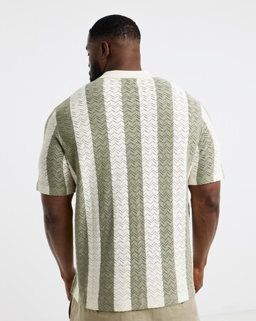 Jack & Jones Tyler Stripe Knitted Polo - Cream/Green
