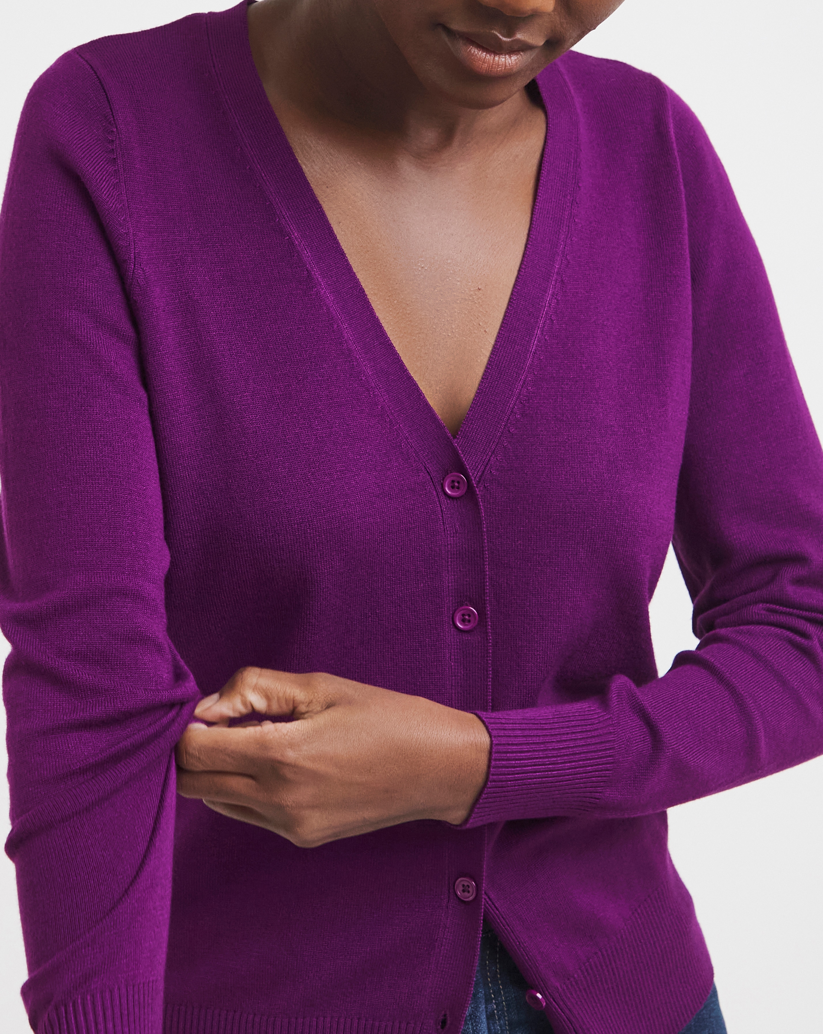Eversoft Purple V Neck Cardigan | JD Williams
