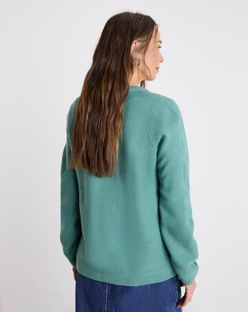 Teal Boxy Crew Neck Cardigan