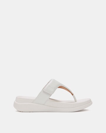 FitFlop White F-Mode Go Adjustable Flatform Toe-Post Sandals - Standard Fit (D)