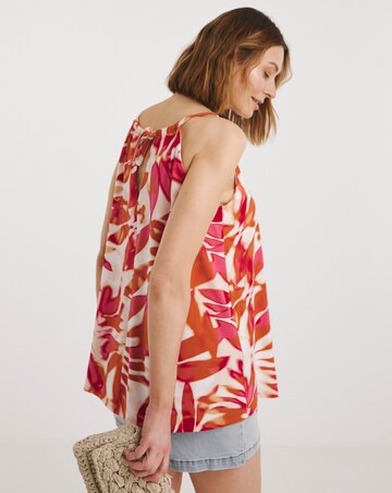 Printed Gathered Neck Swing Vest