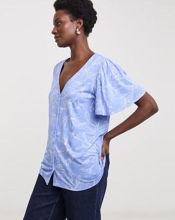 Button Front Angel Sleeve Top