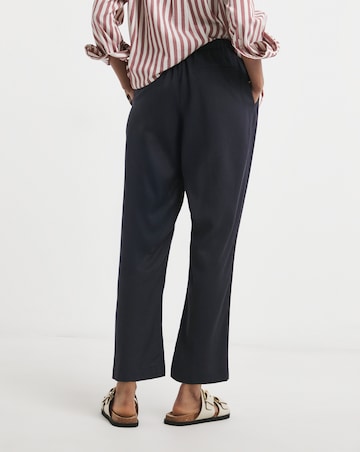 Navy Linen Mix Tapered Trouser