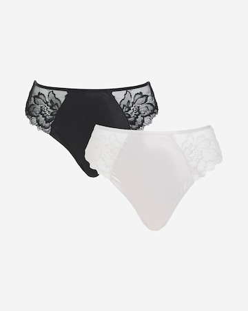 Pretty Secrets (2 Pack) Willow Stretch Lace High Leg Knickers Black/Cream