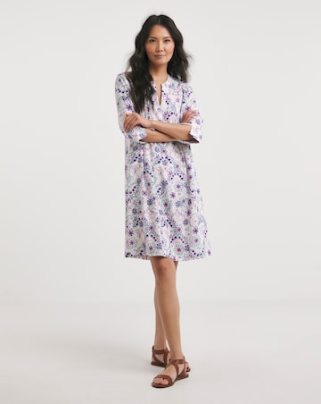 Julipa Pintuck Linen Mix Shift Dress