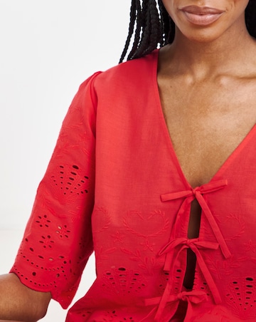 Simply Be Cotton Beach Broderie Shirt And Short Co-Ord Set