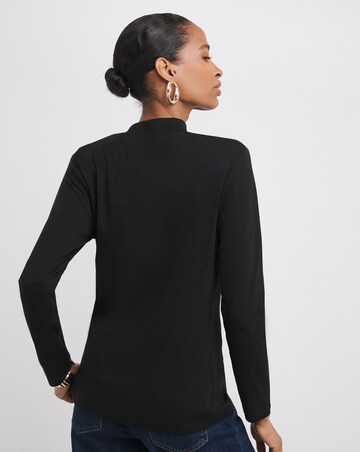 Pure Cotton Black Turtle Neck Long Sleeve Top