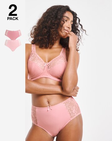Pretty Secrets (2 Pack) Cotton Lace Full Fit Brief Knickers Pink Multi