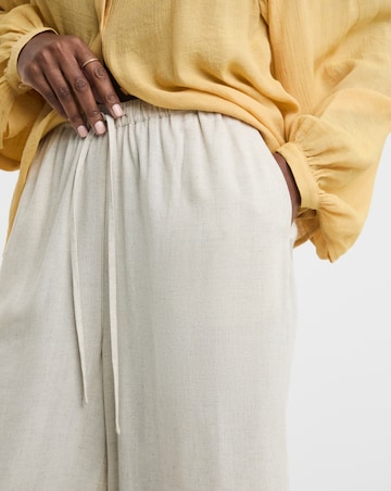 Stone Linen Mix Cropped Wide Leg Culottes