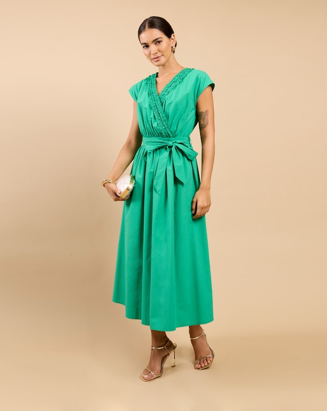 Little Mistress Green Frill Midaxi Dress