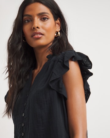 Frill Sleeve Cheesecloth Blouse