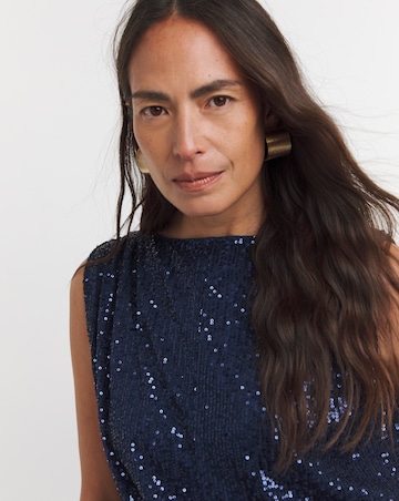 Navy Sequin Longline Tank Top