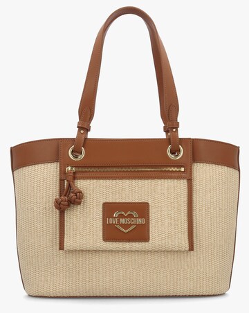 Love Moschino Straw Chic Tan Tote Bag