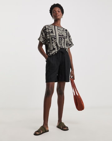 Woven Crepe Short Sleeve Boxy Top