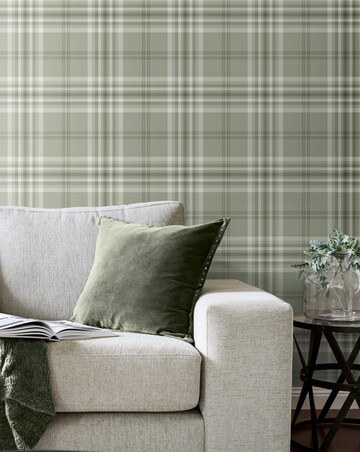 Catherine Lansfield Sage Kelso Check Wallpaper