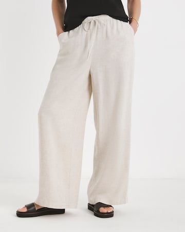 Stone Linen Mix Wide Leg Trouser