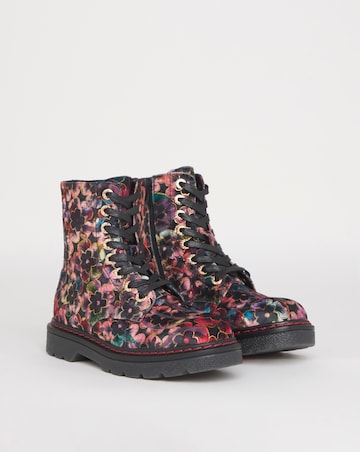 Heavenly Feet Justina Lace Up Chunky Boot Wide Fit