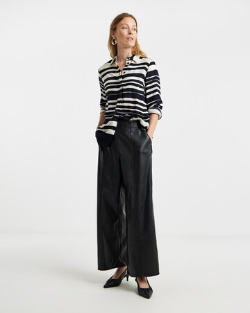 Black Stripe Dipped Back Viscose Shirt