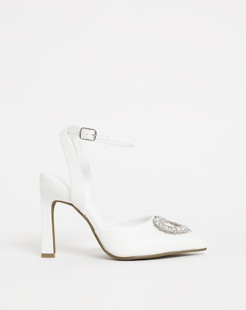 Amelia Heart Trim Heeled Court Shoes - Wide Fit (E)