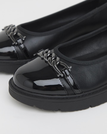 Heavenly Soles Soliel Low Wedge Ballerinas With Snaffle - Extra Wide Fit (EEE)
