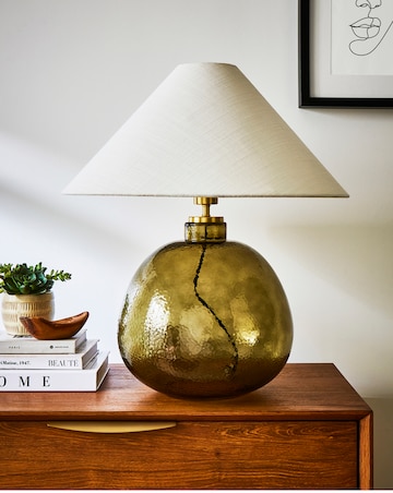 Large Green Glass Table Lamp