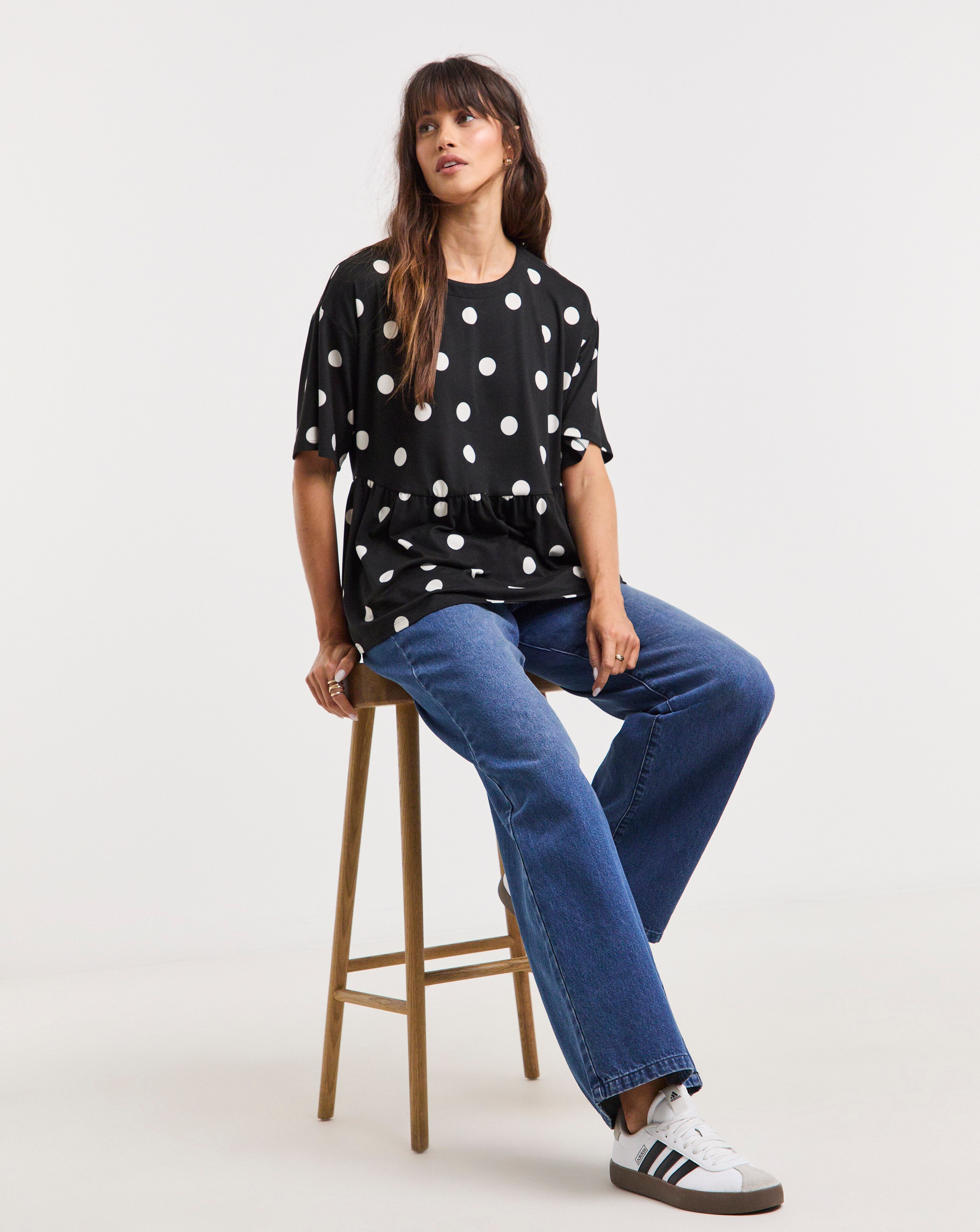Spot Print Peplum T-Shirt | JD Williams